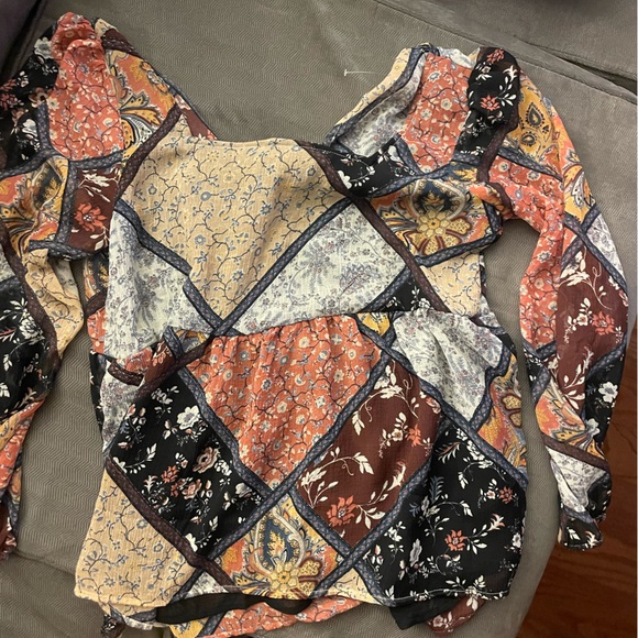 American Eagle Patchwork Blouse with Tie-Up Back - Picture 5 of 7